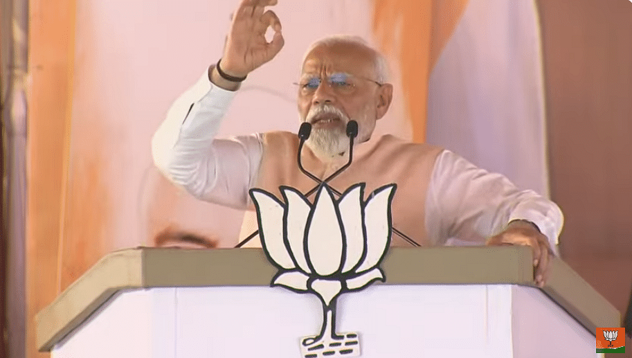 <div class="paragraphs"><p>PM Modi addressing rally in Meerut.</p></div>