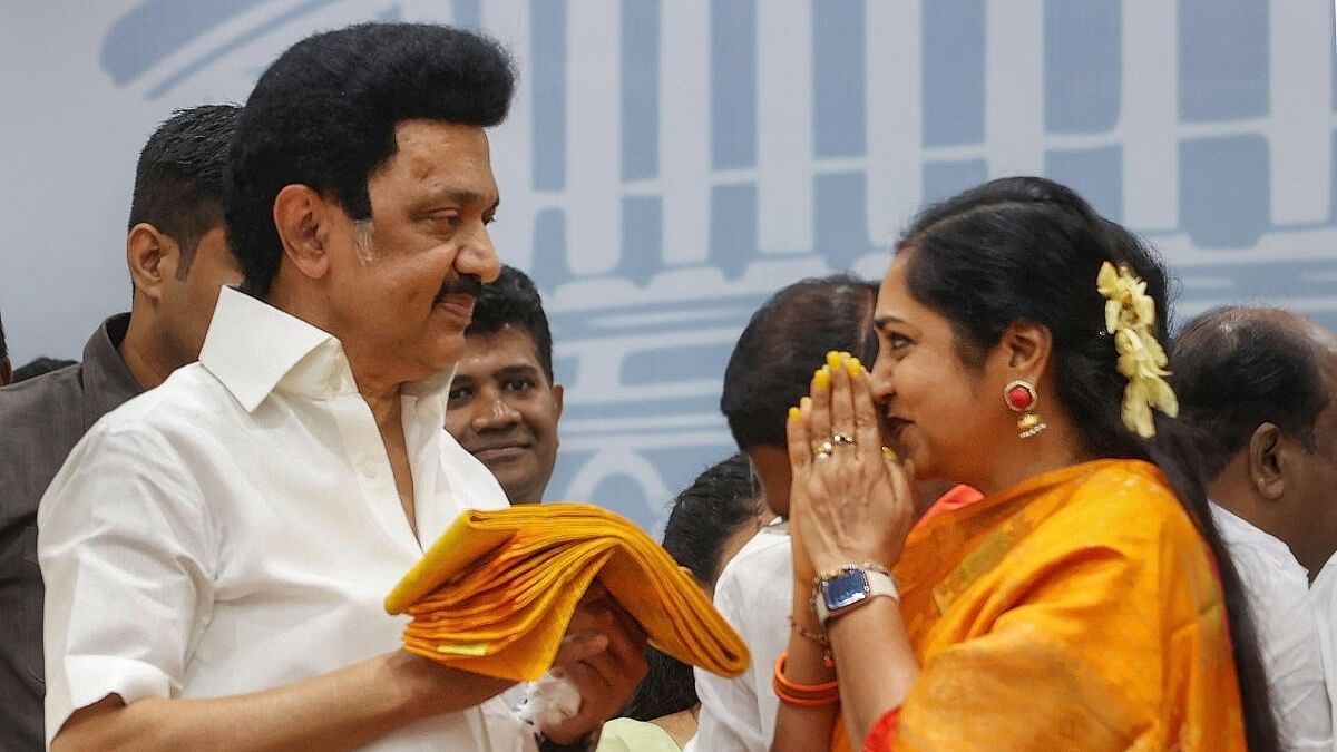 <div class="paragraphs"><p>Tamil Nadu Chief Minister and DMK chief M K Stalin with the party's candidate from South Chennai Thamizhachi Thangapandian during the release of candidates’ list for the upcoming Lok Sabha election, in Chennai.</p></div>