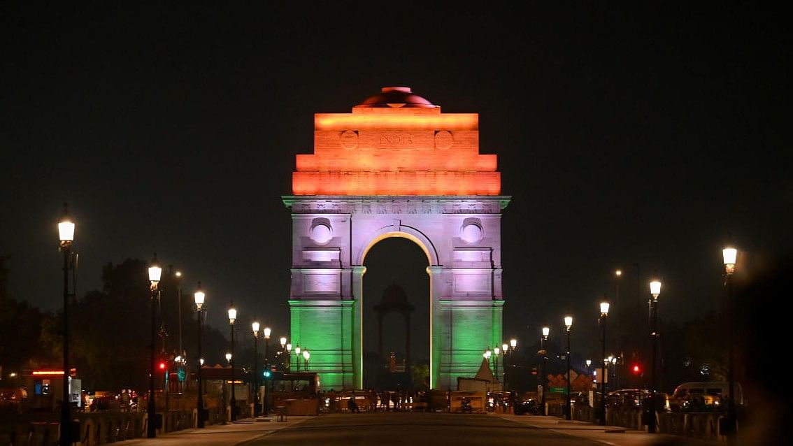 <div class="paragraphs"><p>India Gate illuminated with tri-coloured lights as part of 'Azadi ka Amrit Mahotsav' celebrations, on the eve of 76th Independence Day, in New Delhi.</p></div>