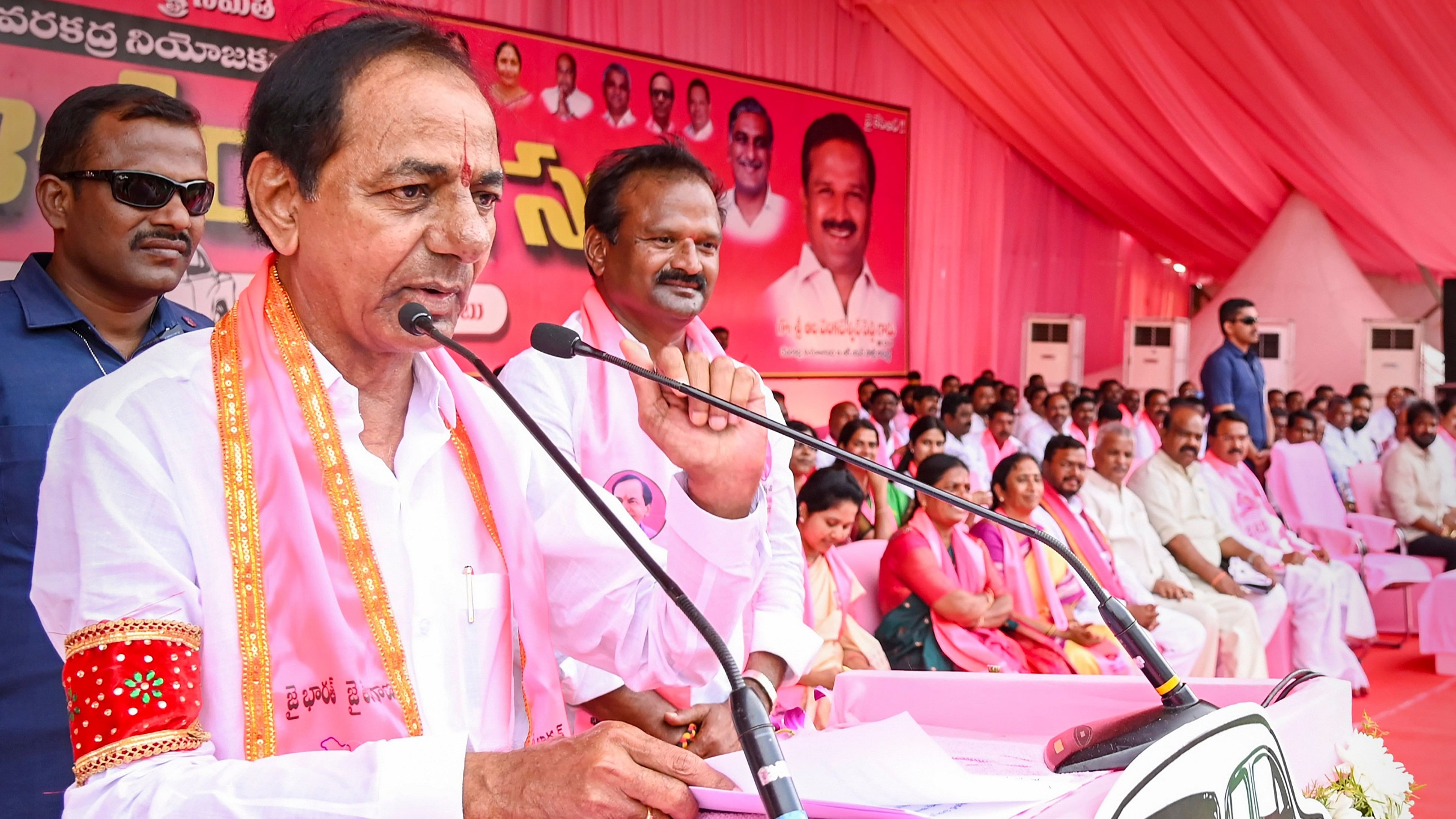 <div class="paragraphs"><p>A file photo of&nbsp;BRS President  Chandrashekar Rao during a public meet at Narayanapet district of Telangana.</p></div>