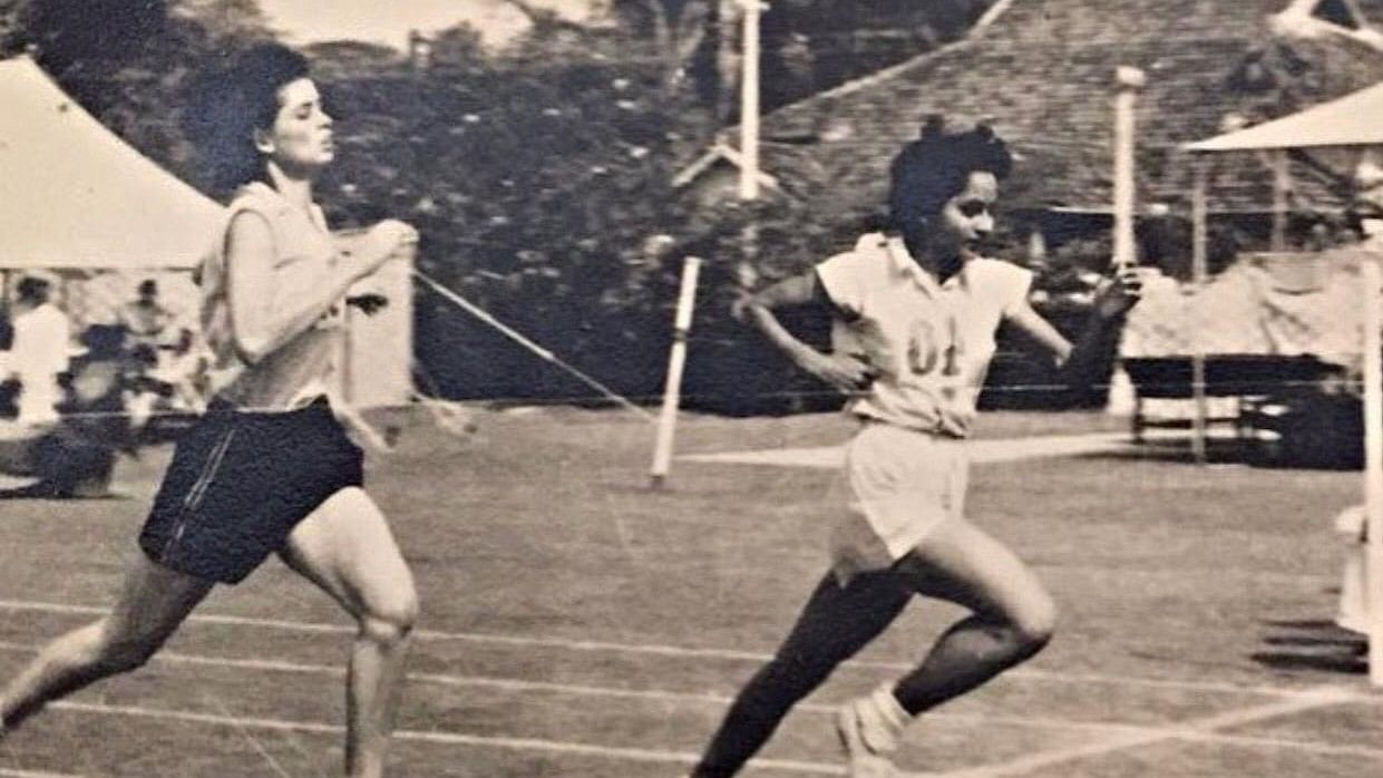 Karnataka's Deanna Syme Tewari (right) was a well-known sprinter and long jumper in the country during the late 1950s through early 1960s. 