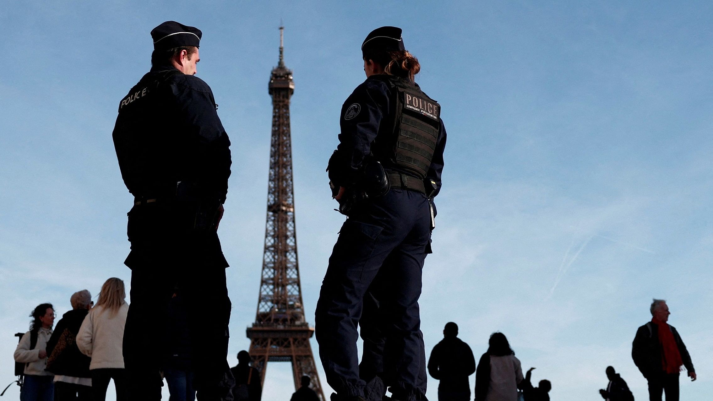 <div class="paragraphs"><p>French police patrol at the Trocadero square near the Eiffel Tower in Paris, France, March 4, 2024.</p></div>