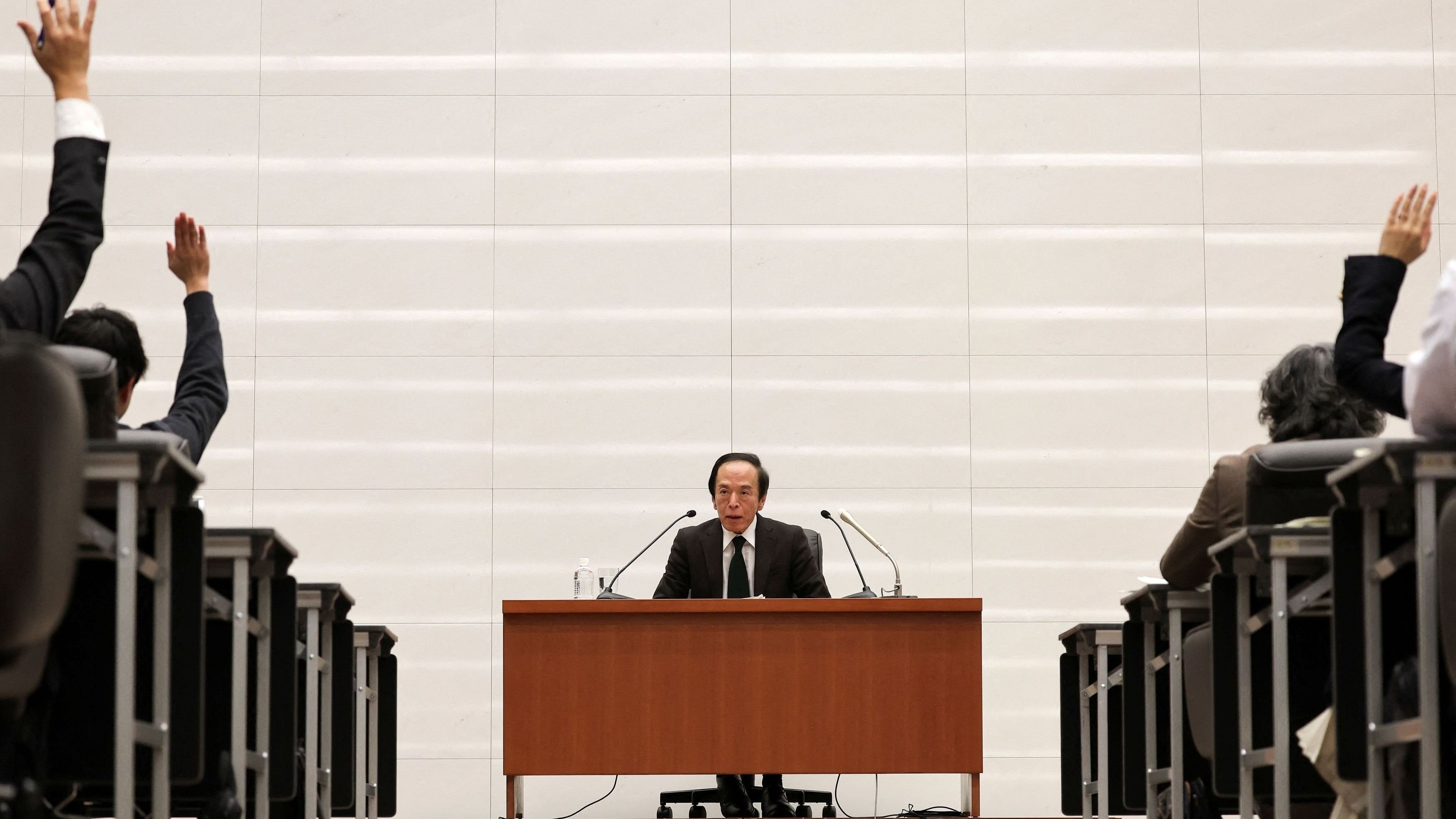 <div class="paragraphs"><p>Bank of Japan Governor Kazuo Ueda attends a press conference after a policy meeting at BOJ headquarters, in Tokyo, Japan March 19, 2024. </p></div>