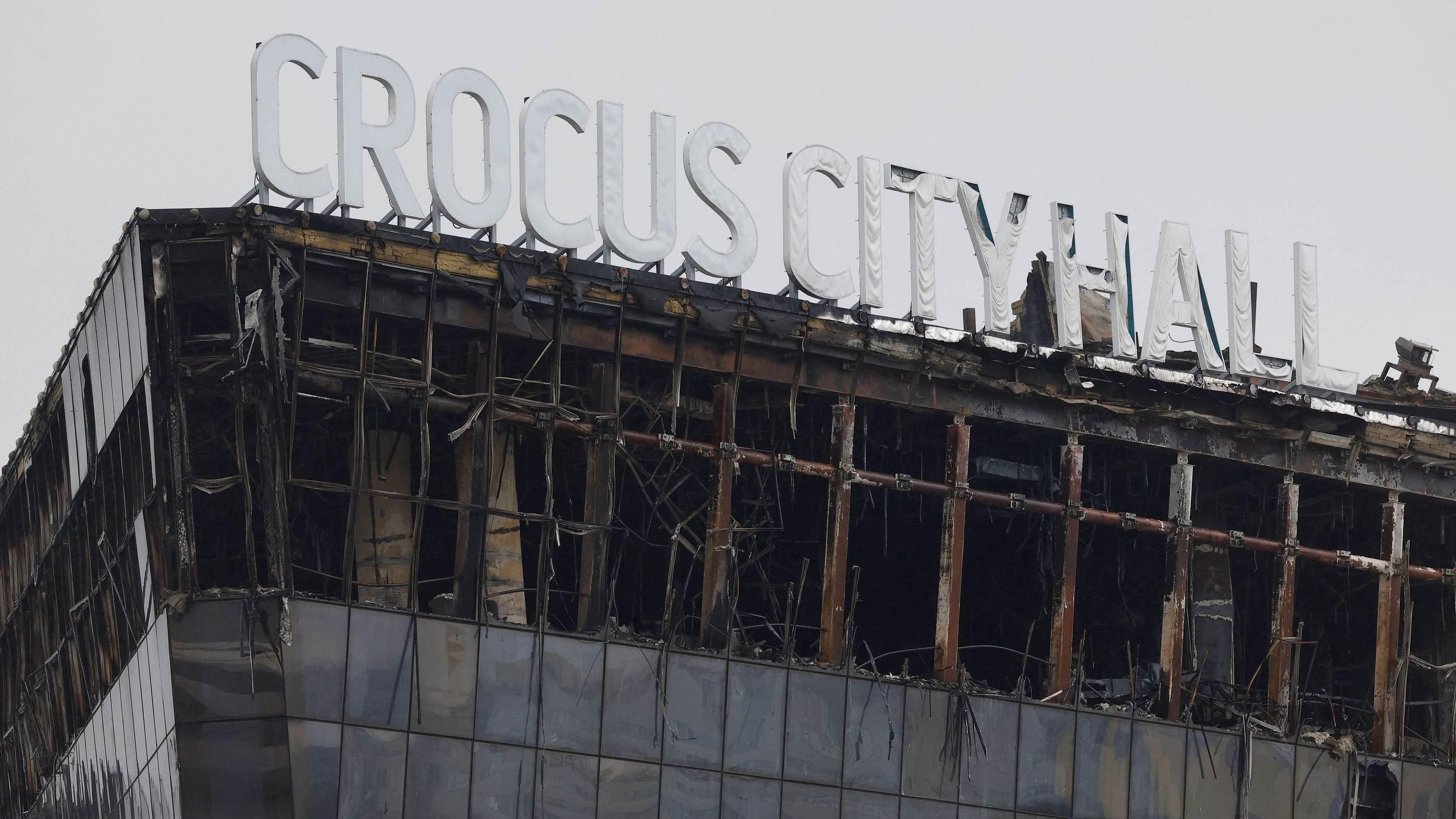 <div class="paragraphs"><p>A view shows the Crocus City Hall concert venue following Friday's shooting attack and fire, in the Moscow Region, Russia.</p></div>