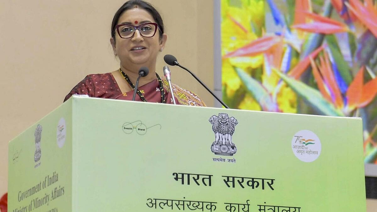<div class="paragraphs"><p>Union Minister for Women &amp; Child Development and Minority Affairs Smriti Irani addresses at the launch of Haj Suvidha Mobile application and release Haj Guide 2024, at Vigyan Bhawan, in New Delhi.</p></div>