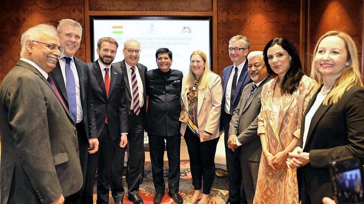 <div class="paragraphs"><p>Union Minister for Commerce &amp; Industry Piyush Goyal during the signing of the India-European Free Trade Association (EFTA) Trade &amp; Economic Partnership Agreement, in New Delhi.</p></div>