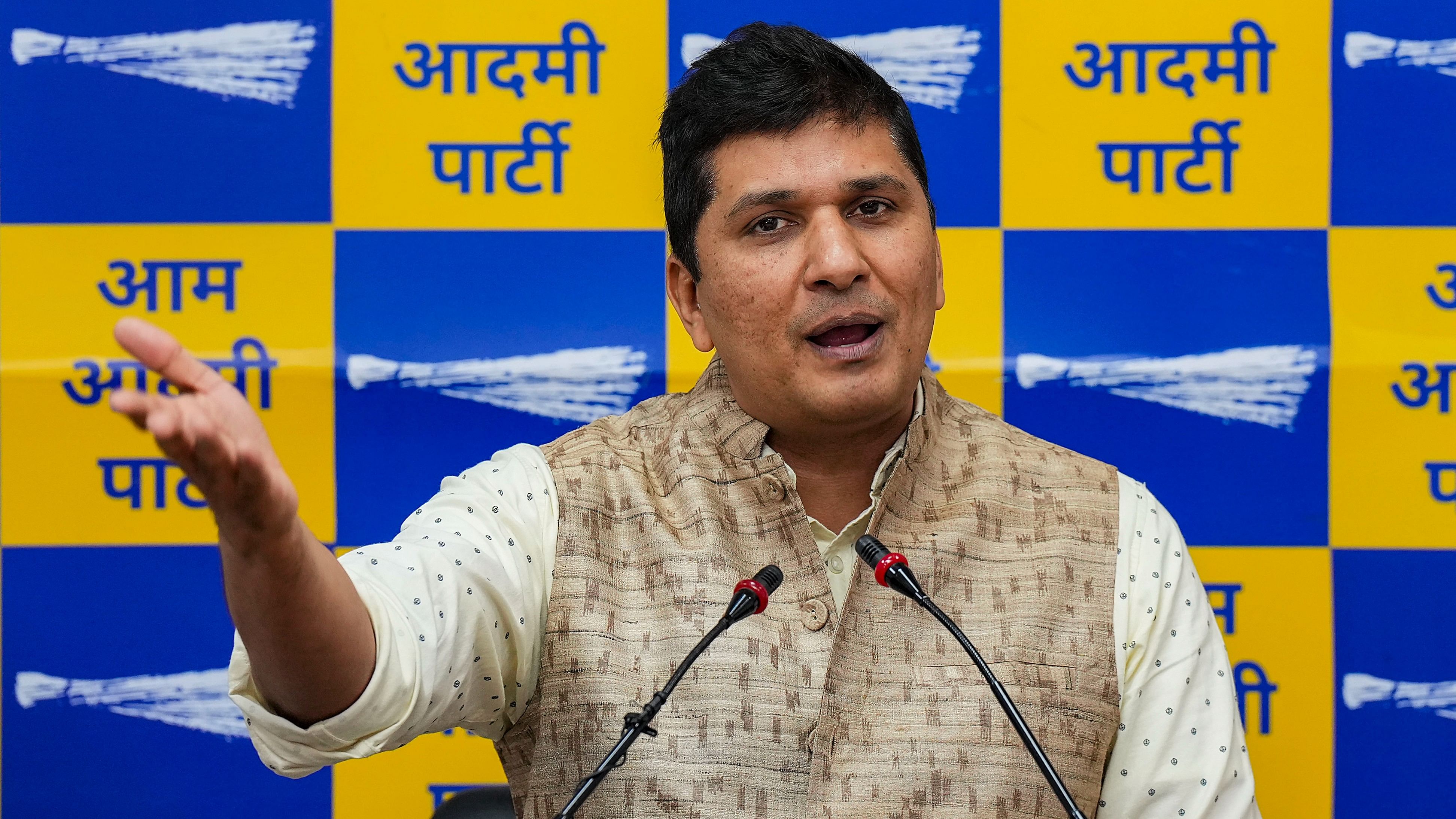 <div class="paragraphs"><p>Senior AAP leader and Delhi cabinet minister Saurabh Bharadwaj addresses a press conference at the party office, in New Delhi, on Thursday</p></div>