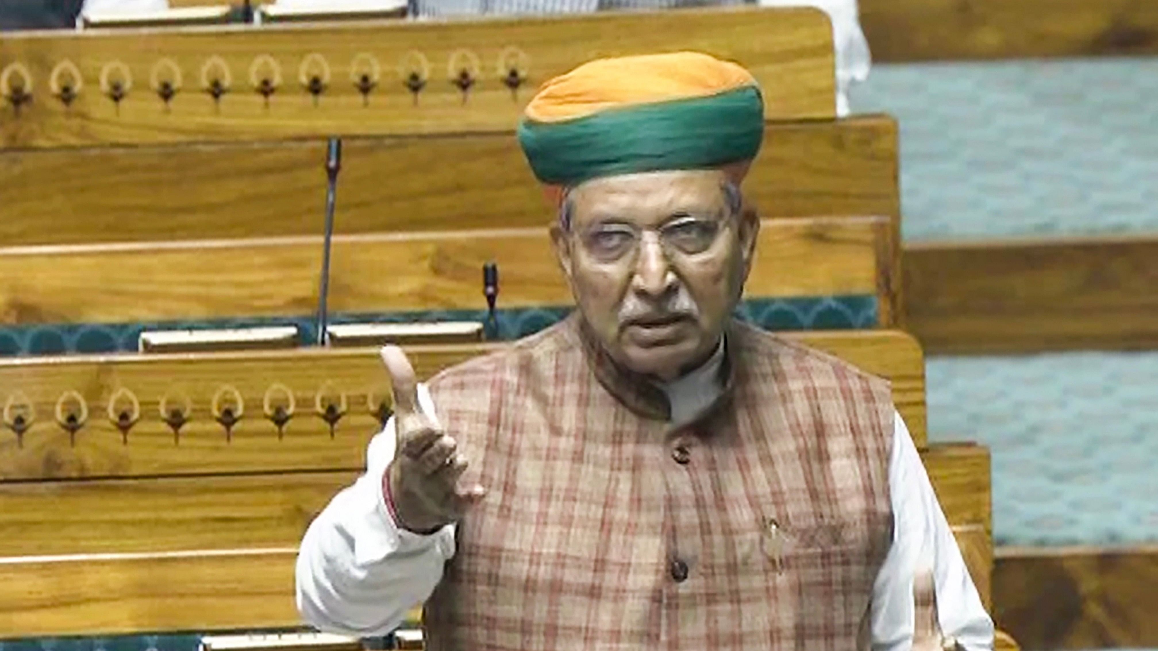 <div class="paragraphs"><p>Union Minister Arjun Ram Meghwal speaks in the Lok Sabha.</p></div>