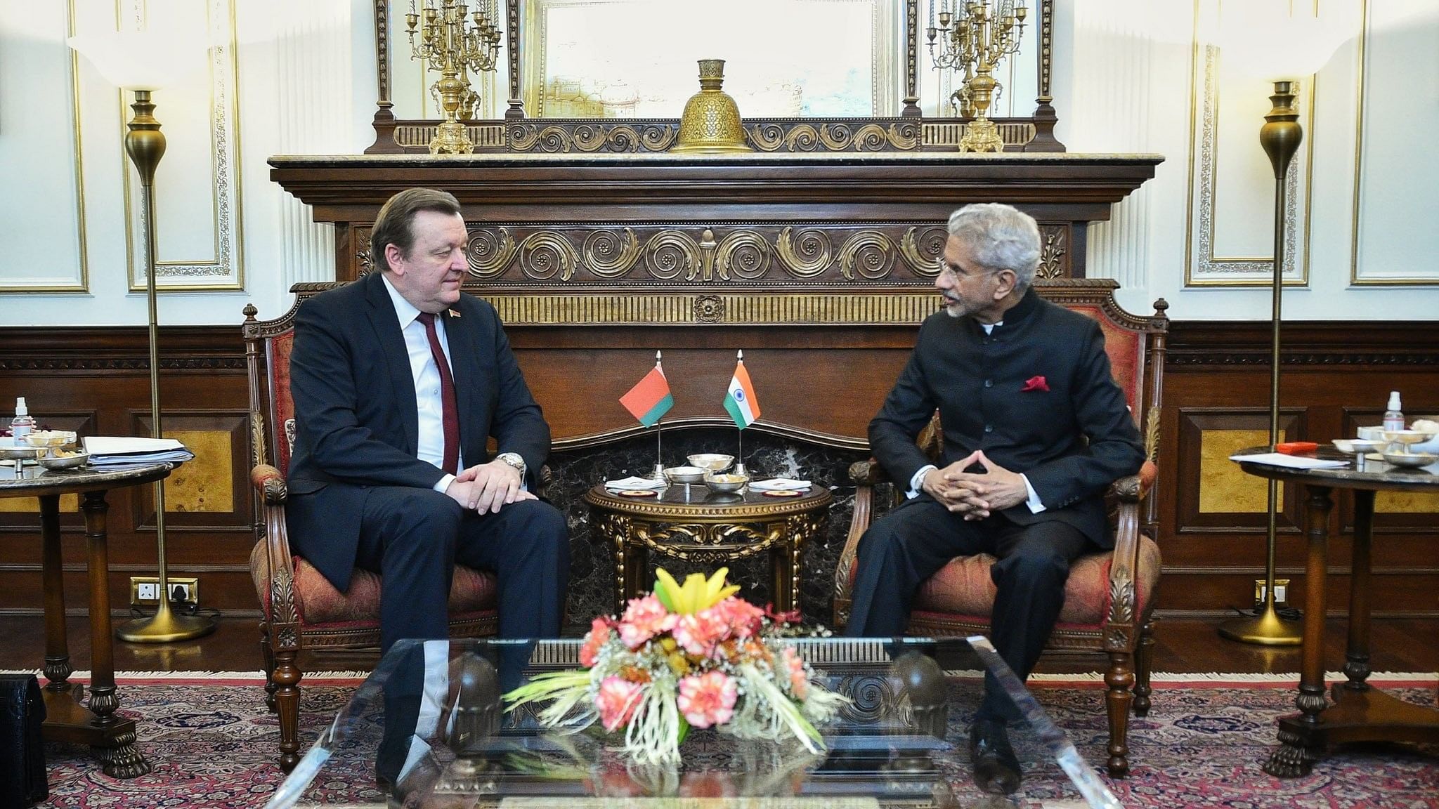 <div class="paragraphs"><p>External Affairs Minister S Jaishankar with his Belarusian counterpart Sergei Aleinik.</p></div>