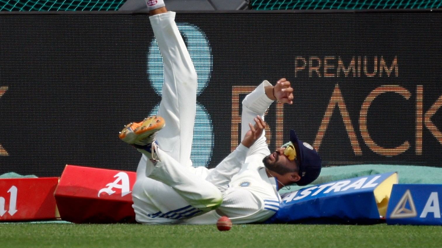 <div class="paragraphs"><p>Cricket - Fifth Test - India v England - Himachal Pradesh Cricket Association Stadium, Dharamshala, India - March 7, 2024, India's Devdutt Padikkal in action fielding as he stops a boundary.</p></div>