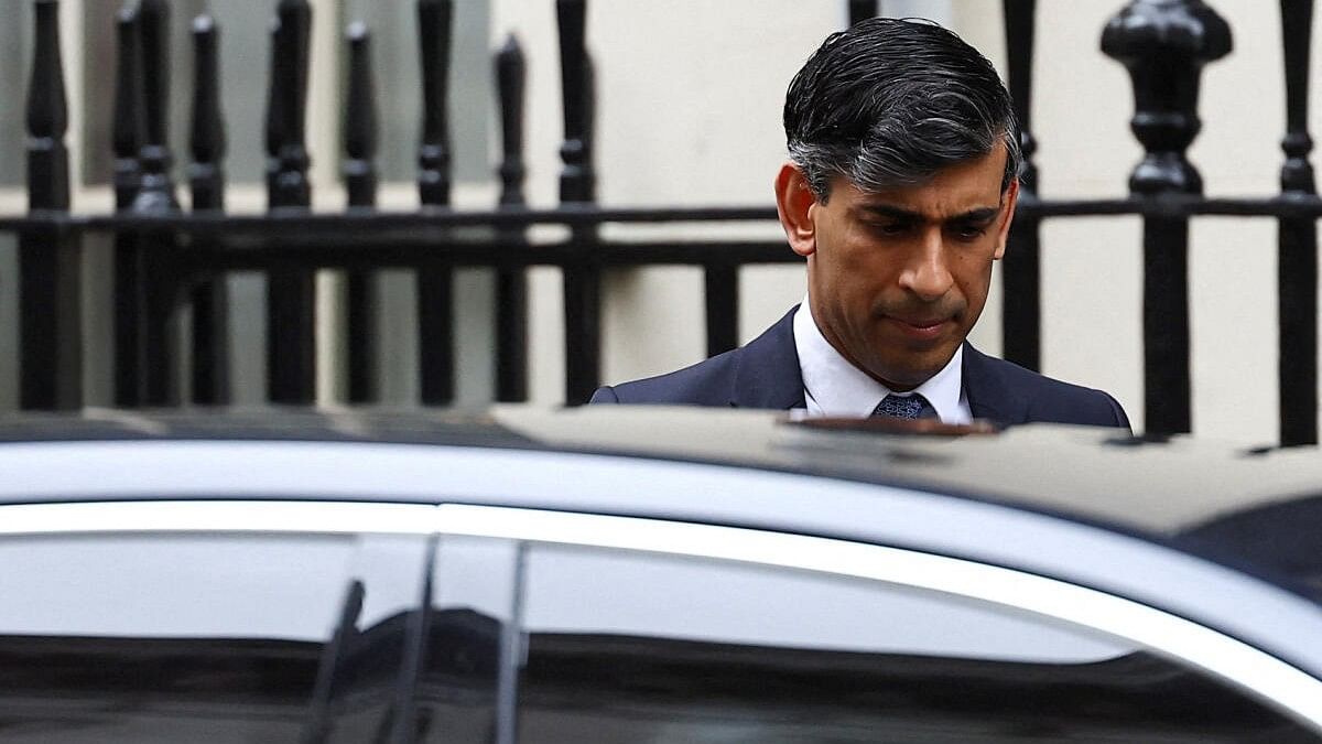 <div class="paragraphs"><p>British Prime Minister Rishi Sunak outside the Downing Street in London.</p></div>