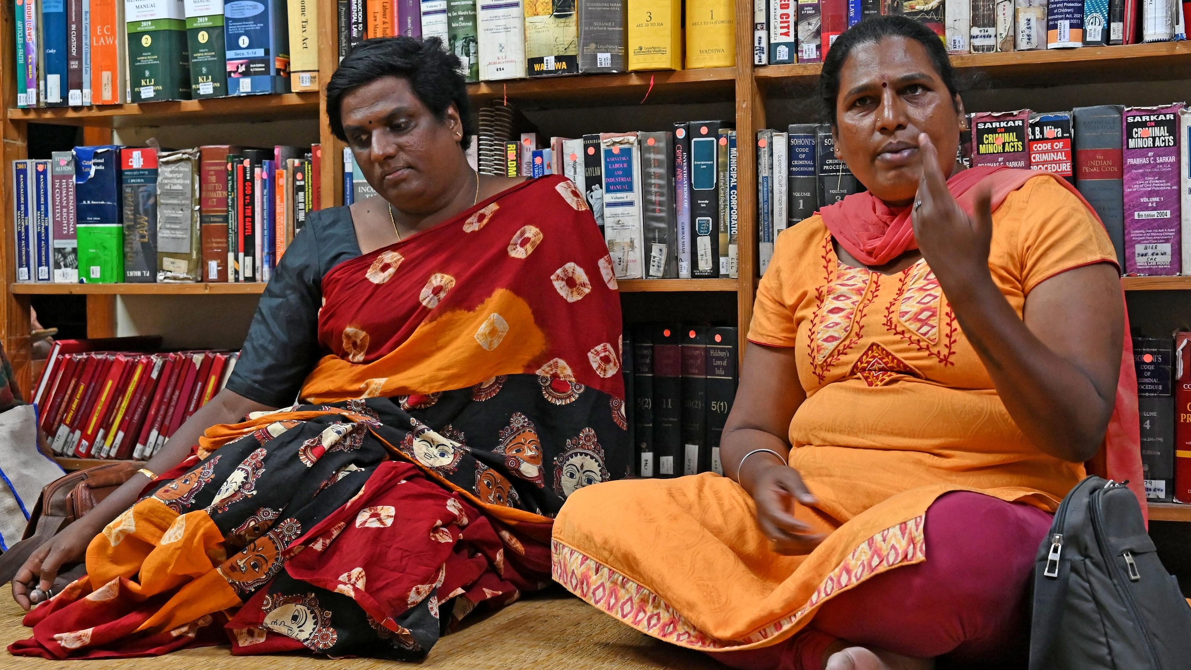 <div class="paragraphs"><p>Activists Uma and Chandini talk about housing and livelihood at Alternative Law Forum on Saturday. </p></div>