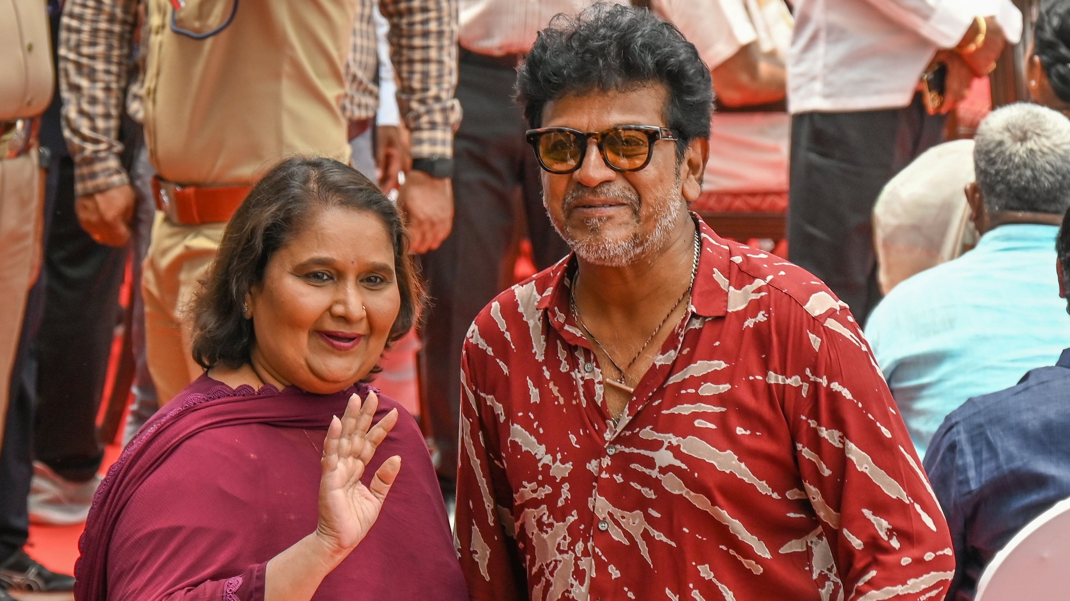 <div class="paragraphs"><p>File photo of&nbsp;actor Shivarajkumar with his wife, Geetha Shivarajkumar.&nbsp;</p></div>