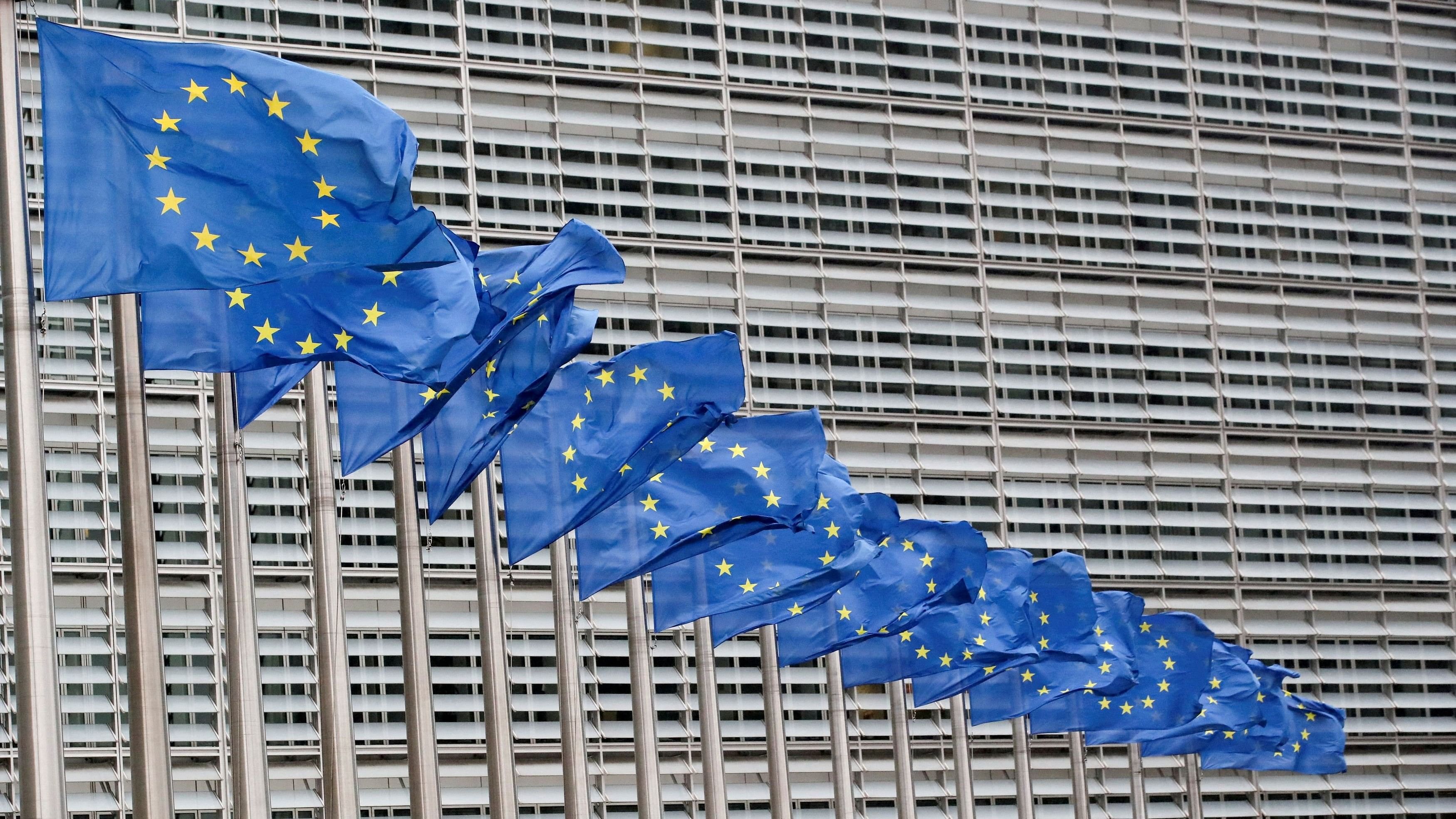 <div class="paragraphs"><p>European Union flags flutter outside the EU Commission headquarters.</p></div>