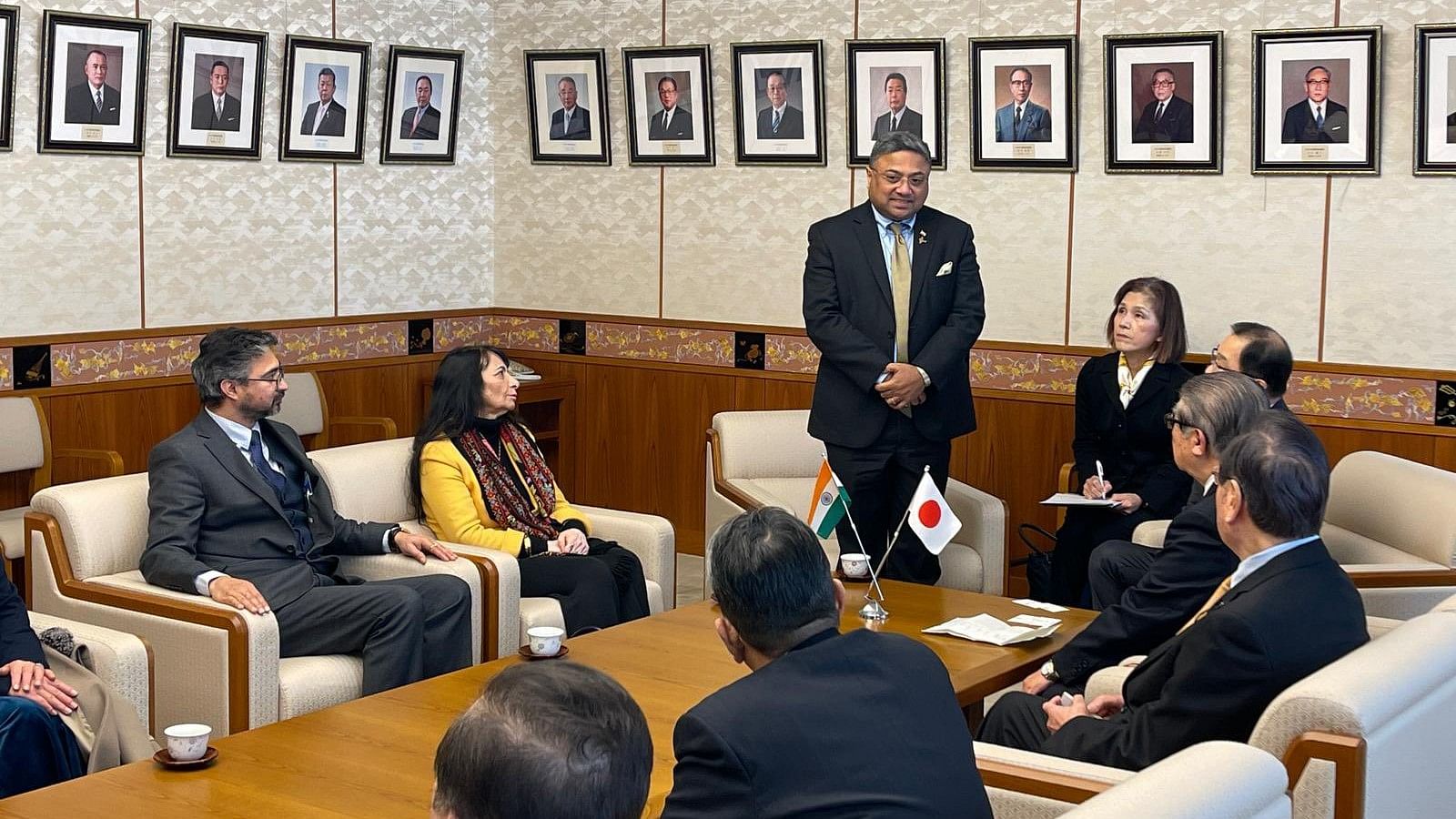 <div class="paragraphs"><p>India's ambassador speaking at the meet with Japanese counter part.</p></div>