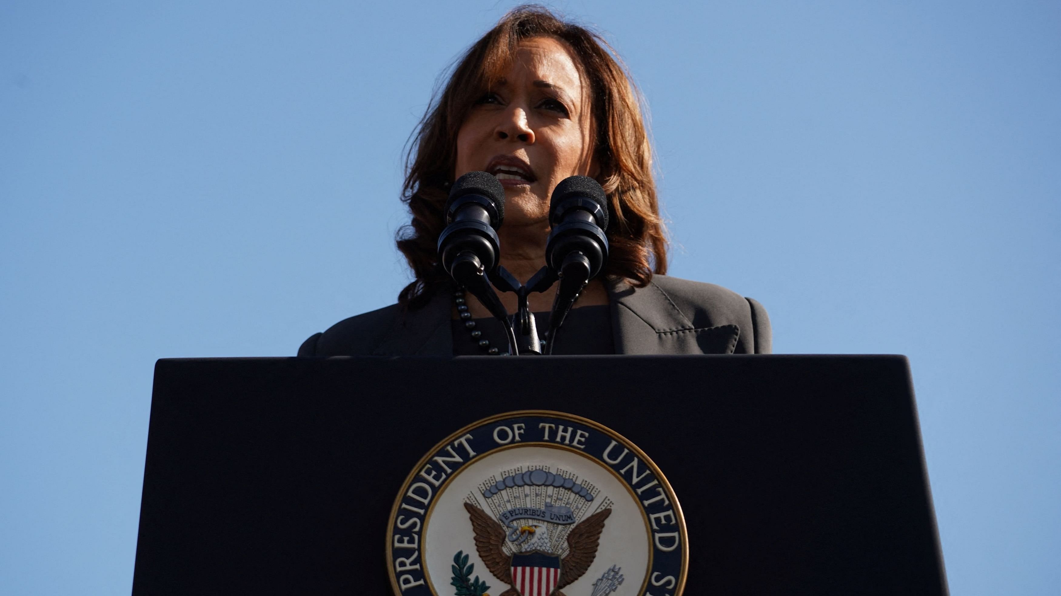 <div class="paragraphs"><p>US Vice President Kamala Harris speaks during an event to mark the 'Bloody Sunday' anniversary, in Selma, Alabama.</p></div>