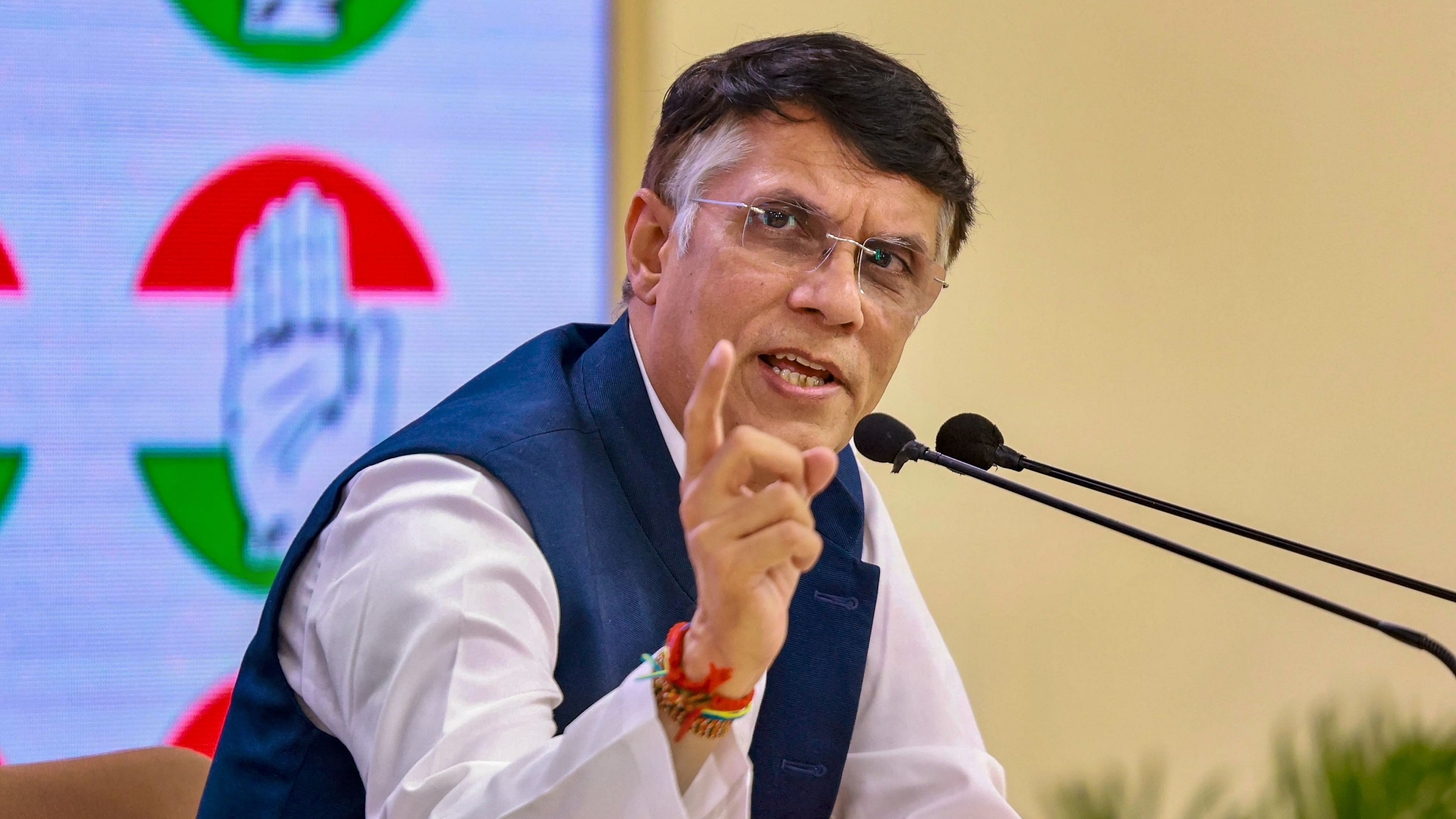 <div class="paragraphs"><p>Congress leader Pawan Khera briefs the media at AICC headquarters, in New Delhi, Wednesday, March 27, 2024. </p></div>