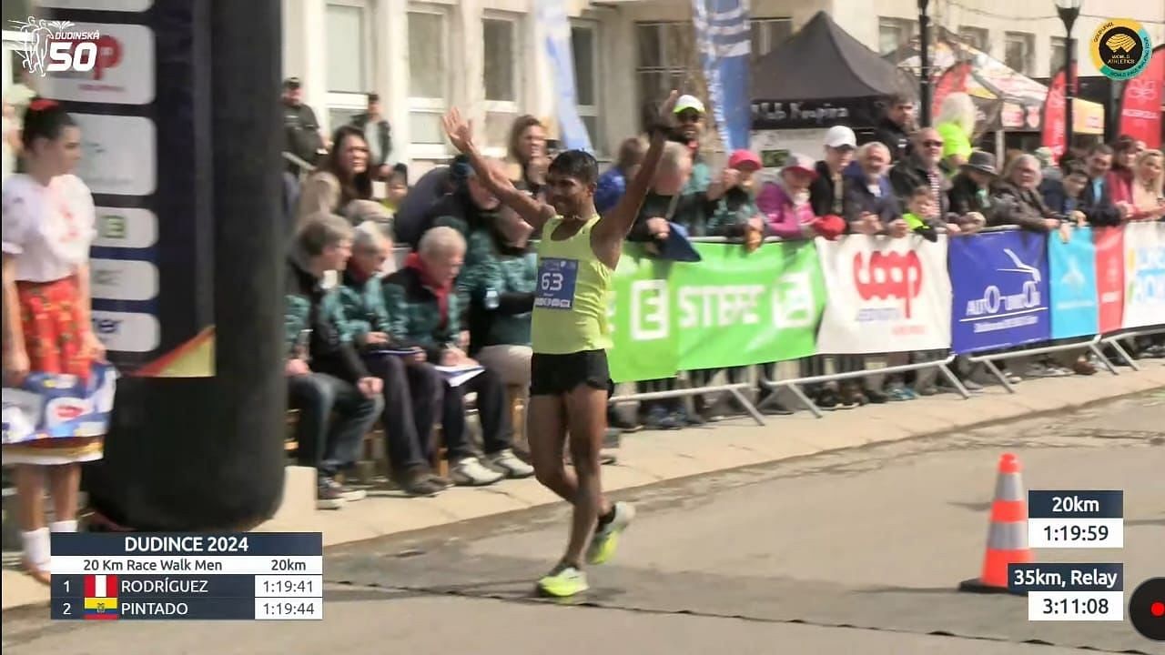 <div class="paragraphs"><p>Ram Baboo celebrates after finishing third at World Race Walking Tour in Dudince, Slovakia, recently.</p></div>