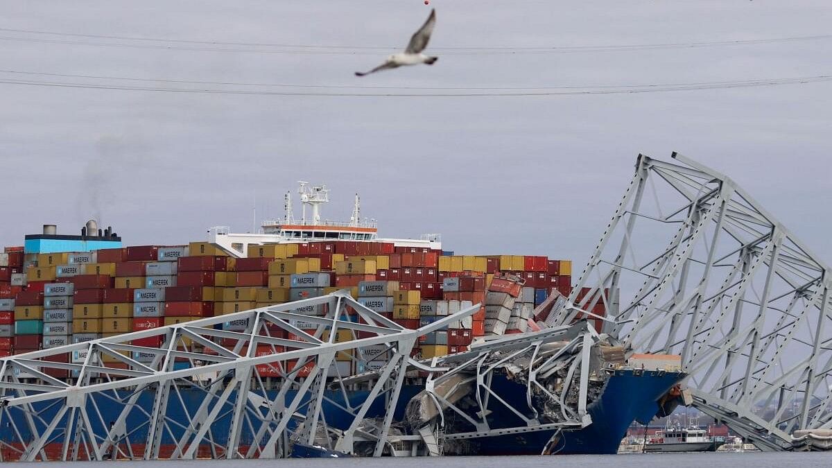 <div class="paragraphs"><p>A view of the Dali cargo vessel which crashed into the Francis Scott Key Bridge causing it to collapse in Baltimore, Maryland, US.</p></div>