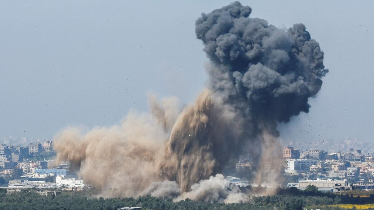 <div class="paragraphs"><p>Smoke rises from an explosion in Gaza, amid the ongoing conflict between Israel and the Palestinian Islamist group Hamas, as seen from Israel, March 13, 2024.</p></div>