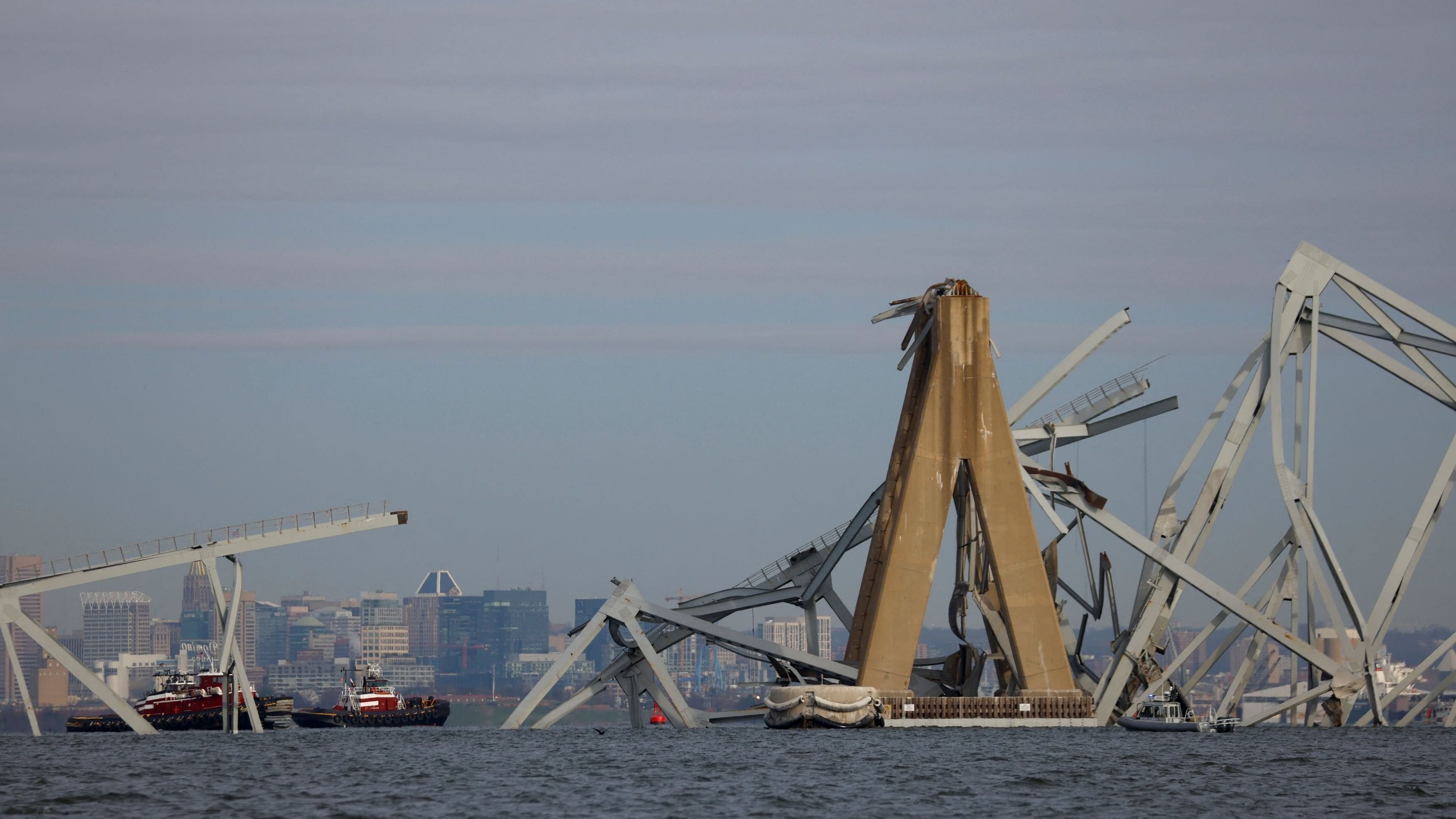 <div class="paragraphs"><p>A view of the Francis Scott Key Bridge, after the Dali cargo vessel crashed into it causing it to collapse, in Baltimore, Maryland, US, March 26, 2024.  </p></div>