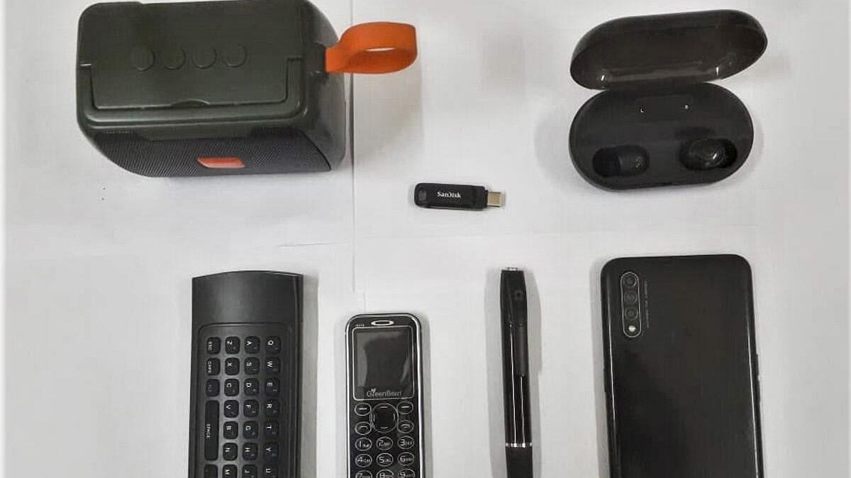 <div class="paragraphs"><p>Electronic gadgets recovered from NSA cell in Dibrugarh Jail.</p></div>