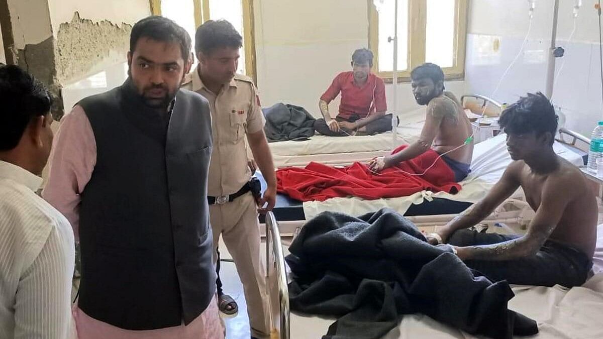 <div class="paragraphs"><p>Injured being treated at a hospital after a blast in the boiler of a spare parts manufacturing facility, in Rewari district.</p></div>