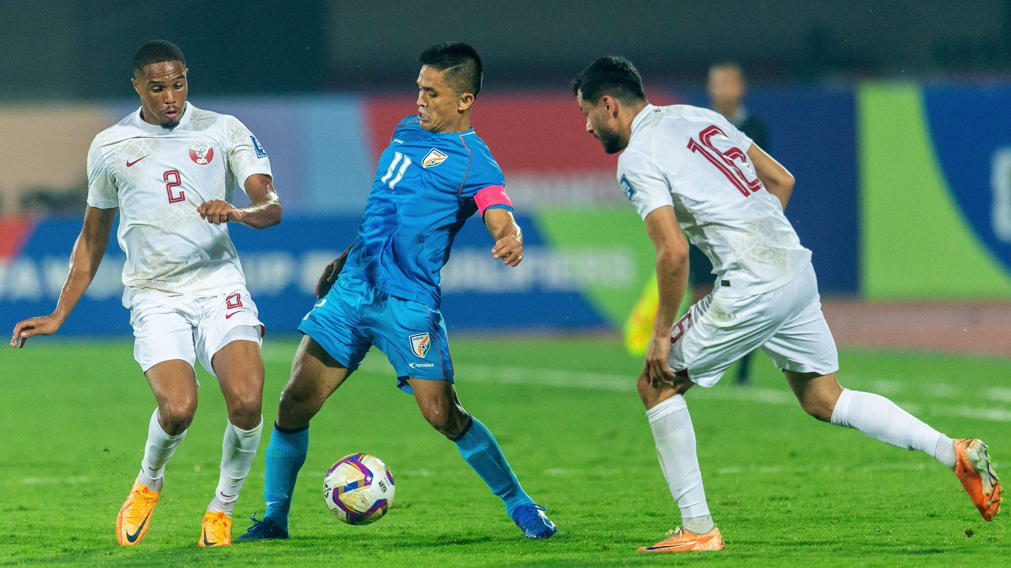 <div class="paragraphs"><p> India's Sunil Chhetri during the 2026 FIFA World Cup qualifiers match played last year against Qatar, at Kalinga Stadium, in Bhubaneswar, Odisha.</p></div>