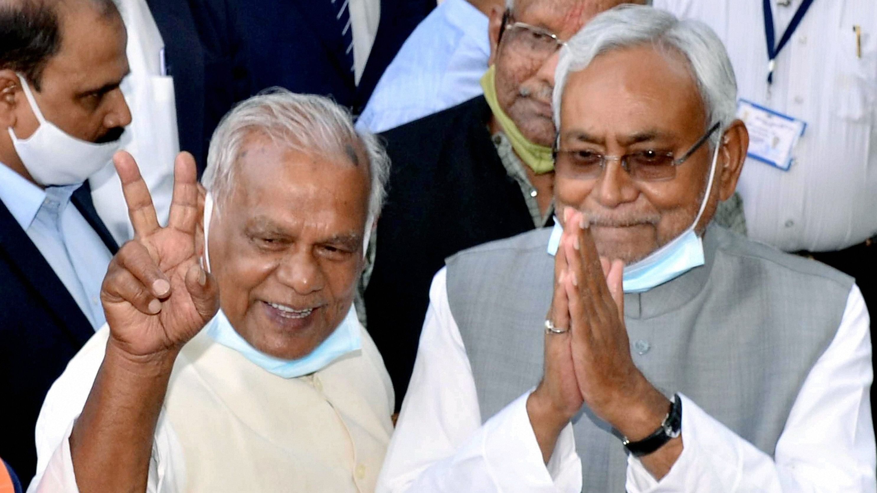 <div class="paragraphs"><p>File photo of&nbsp;JD(U) National President Nitish Kumar and HAM(S) Chief Jitan Ram Manjhi.</p></div>