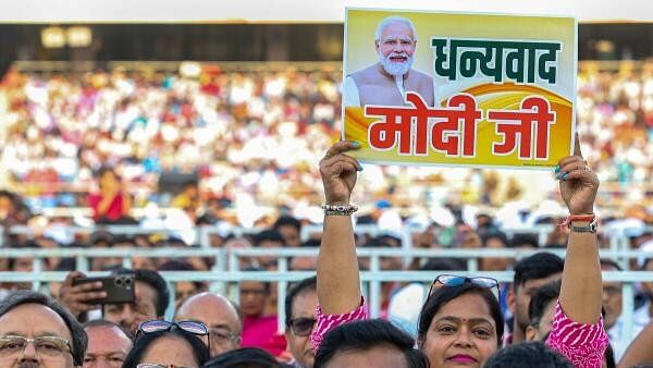 <div class="paragraphs"><p>Beneficiaries of PM SVANidhi scheme listen to Prime Minister Narendra Modi's address, at the Jawaharlal Nehru Stadium, in New Delhi, Thursday, March 14, 2024. </p></div>