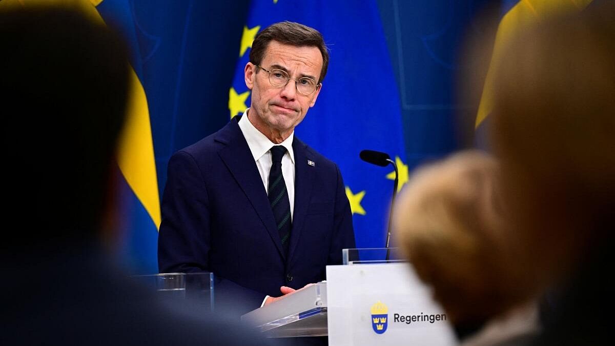 <div class="paragraphs"><p>Sweden's Prime Minister Ulf Kristersson speaks during a press conference at the government headquarters in Stockholm.</p></div>