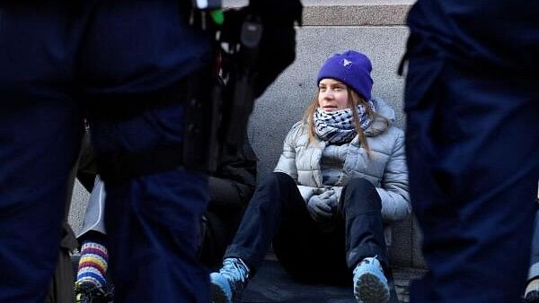 <div class="paragraphs"><p>Climate activist Greta Thunberg during a climate action outside the Swedish parliament Riksdag, in Stockholm, Sweden on March 12, 2024.</p></div>