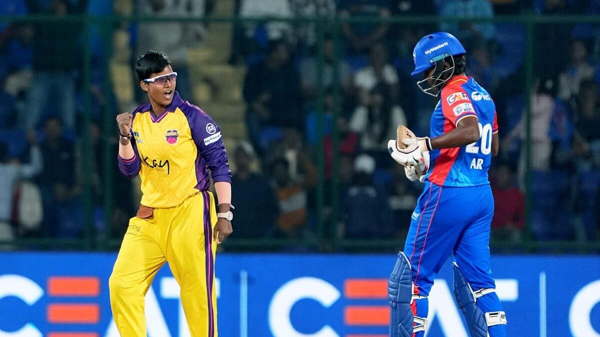 <div class="paragraphs"><p>UP Warriorz bowler Deepti Sharma celebrates the wicket of Mumbai Indians' batter Arundhati Reddy during the Women's Premier League (WPL) 2024 cricket match between Delhi Capitals and UP Warriorz, at Arun Jaitley Stadium in New Delhi</p></div>