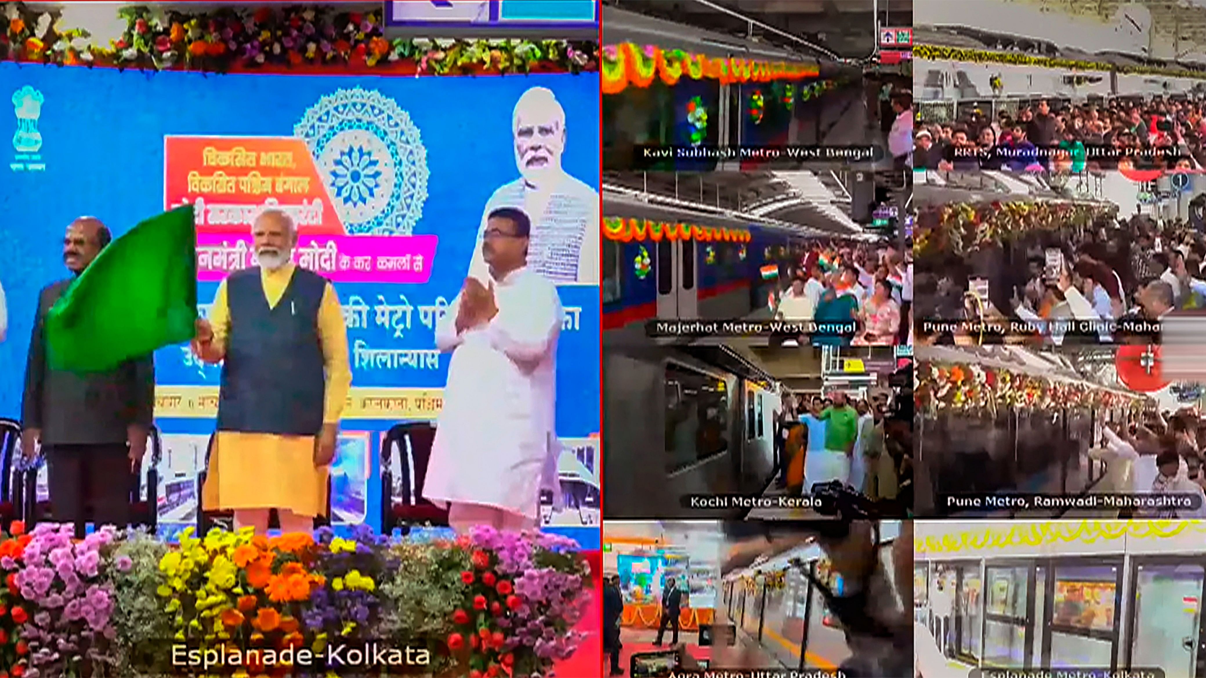 <div class="paragraphs"><p> Prime Minister Narendra Modi during the inauguration and foundation stone laying ceremony of various developmental projects, in Kolkata.</p></div>