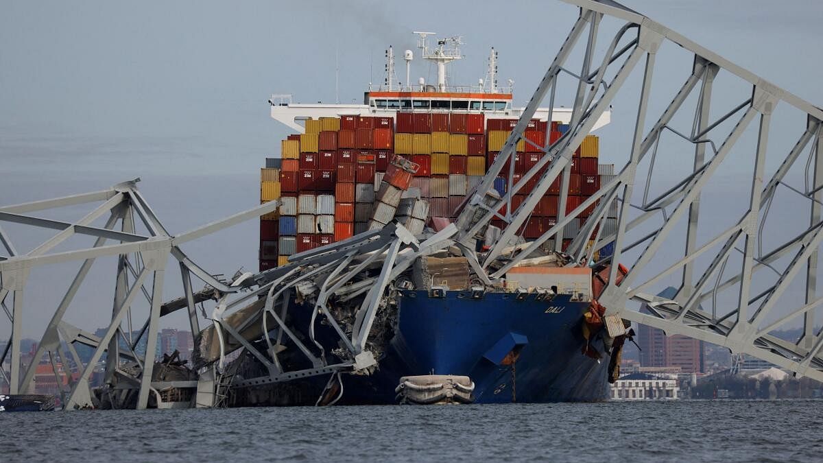 <div class="paragraphs"><p>A view of the Dali cargo vessel which crashed into the Francis Scott Key Bridge causing it to collapse in Baltimore, Maryland.</p></div>