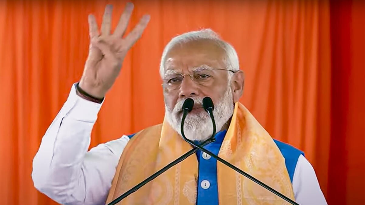 <div class="paragraphs"><p>Prime Minister Narendra Modi addresses a public meeting ahead of Lok Sabha elections, in Nagarkurnool, Telangana, Saturday, March 16, 2024.</p></div>