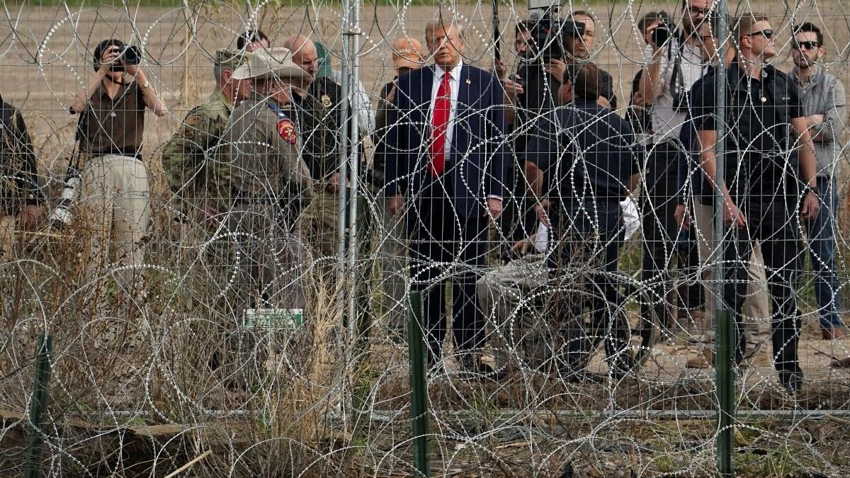 <div class="paragraphs"><p>Republican presidential candidate and former US President Donald Trump visits the US-Mexico border at Eagle Pass, Texas.</p></div>