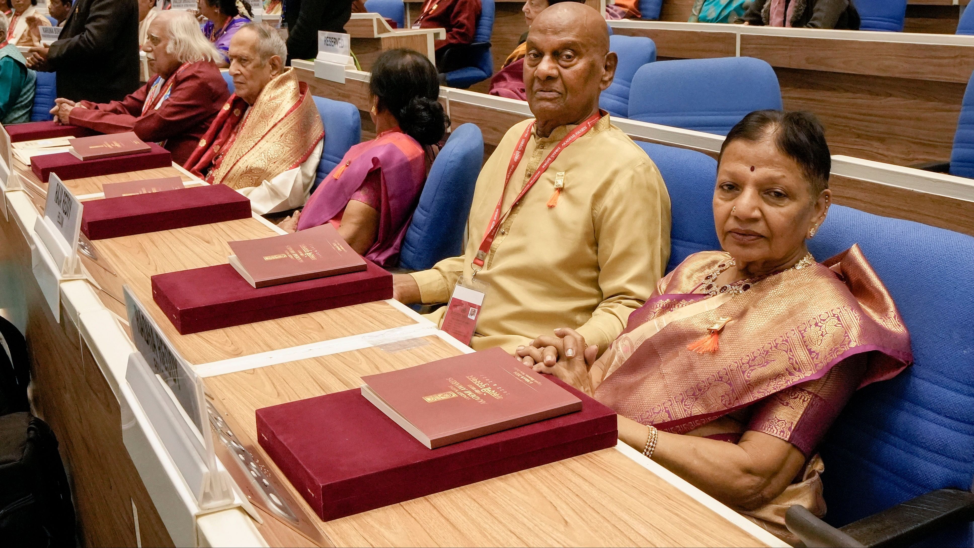 <div class="paragraphs"><p>Awardees during the presentation of Sangeet Natak Akademi Fellowships and Awards for the years 2022 and 2023 at Vigyan Bhavan, in New Delhi, Wednesday, March 6, 20244. </p></div>