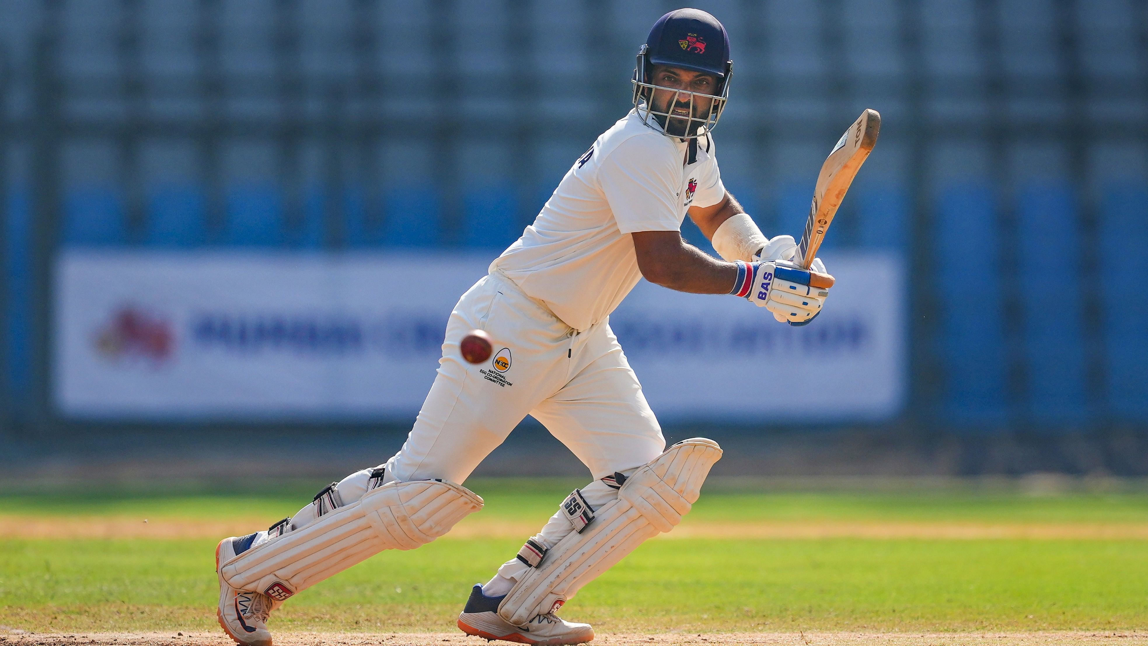 <div class="paragraphs"><p>Mumbai's Ajinkya Rahane plays a shot during  the Ranji Trophy final match between Mumbai and Vidarbha, at Wankhede Stadium, March 12, 2024.</p></div>