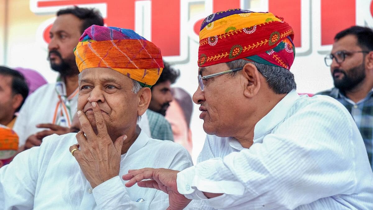 <div class="paragraphs"><p>Former Rajasthan chief minister Ashok Gehlot with Congress candidate from Bikaner constituency Govind Ram Meghwal</p></div>