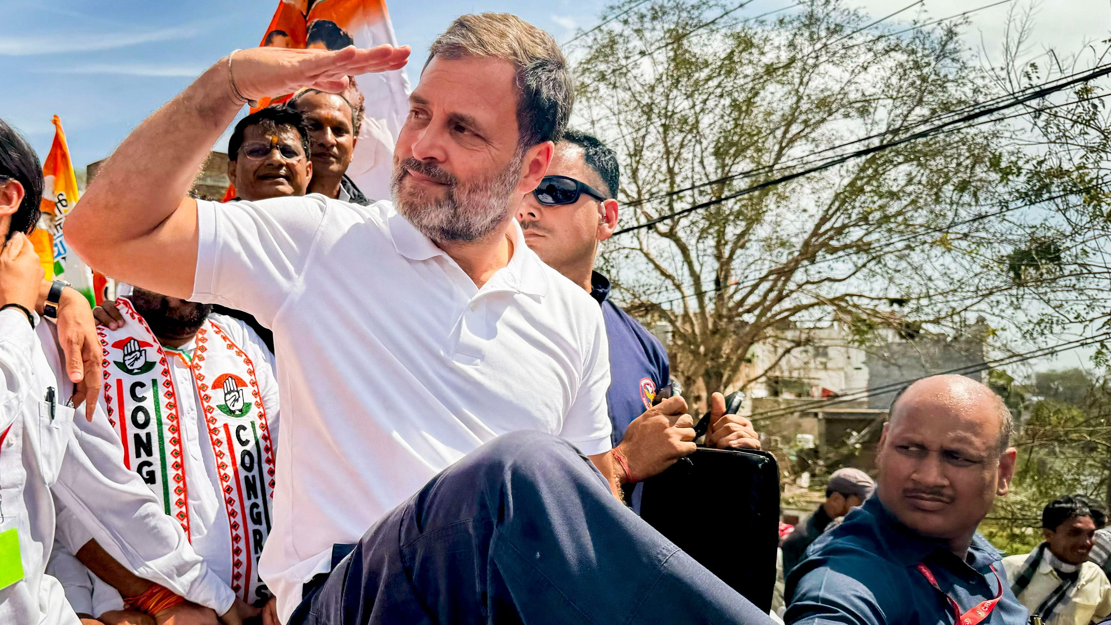 <div class="paragraphs"><p>Congress leader Rahul Gandhi during the Bharat Jodo Nyay Yatra, in Guna district, Madhya Pradesh, on Monday,</p></div>