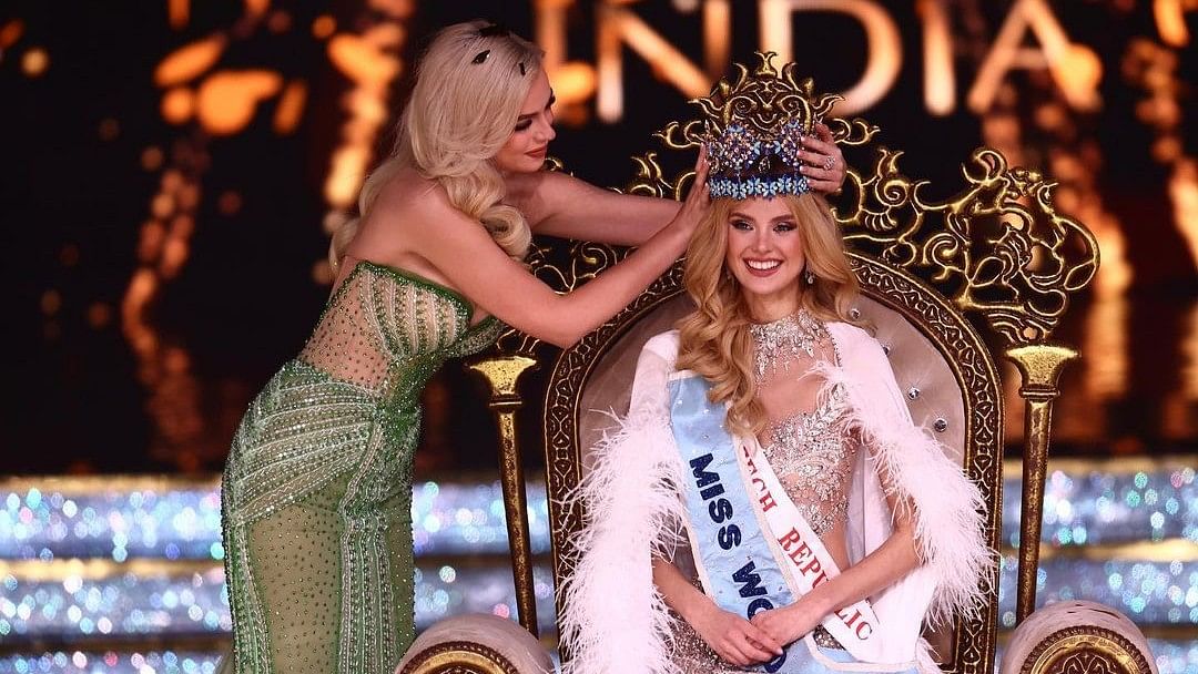 <div class="paragraphs"><p>Czech Republic's Krystyna Pyszkova is being crowned with the coveted Miss World 2024 title during the&nbsp;grand finale of Miss World 2024, in Mumbai.</p></div>