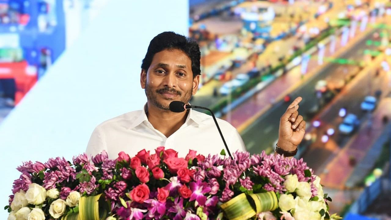 <div class="paragraphs"><p>Andhra Pradesh Chief Minister Y S Jagan Mohan Reddy speaking after unveiling the&nbsp; 'Vision Visakha' document in&nbsp;Visakhapatnam on Tuesday.</p></div>