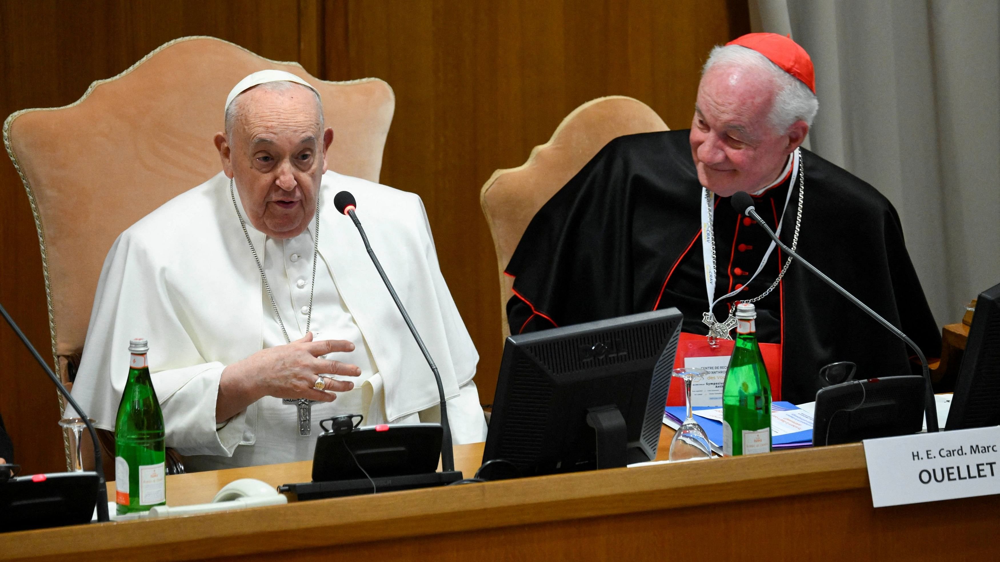 <div class="paragraphs"><p>Pope Francis speaks during the international conference "Man-Woman: Image of God. Towards an Anthropology of Vocations" at the Vatican on Friday</p></div>