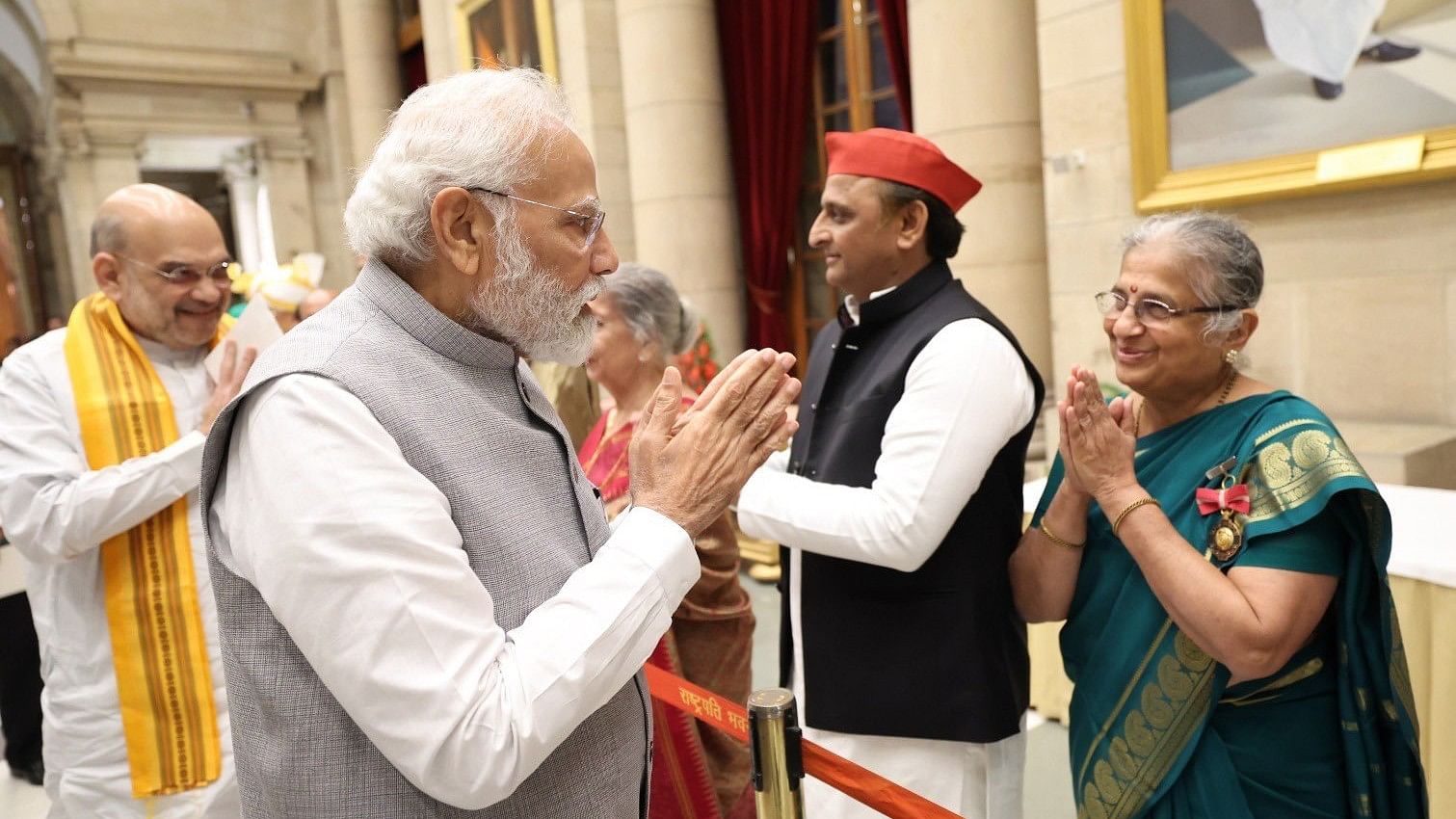 <div class="paragraphs"><p>Prime Minister Narendra Modi (L) with Sudha Murthy.</p></div>