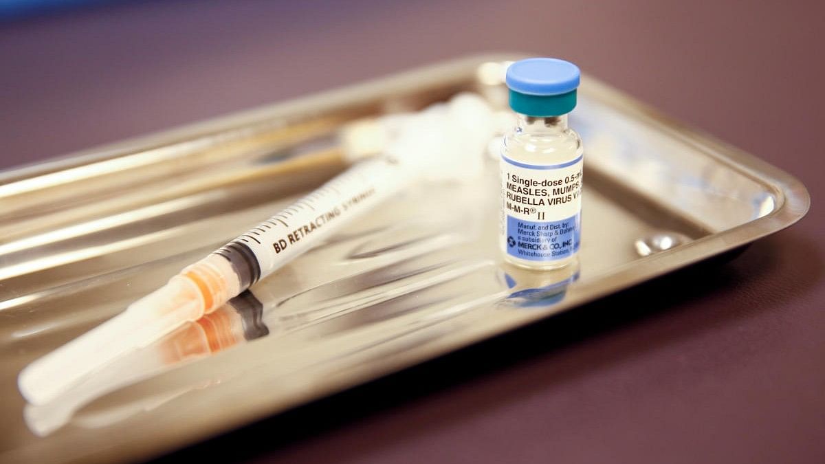 <div class="paragraphs"><p>A vial of the measles, mumps, and rubella (MMR) vaccine is pictured at the International Community Health Services clinic in Seattle. </p></div>