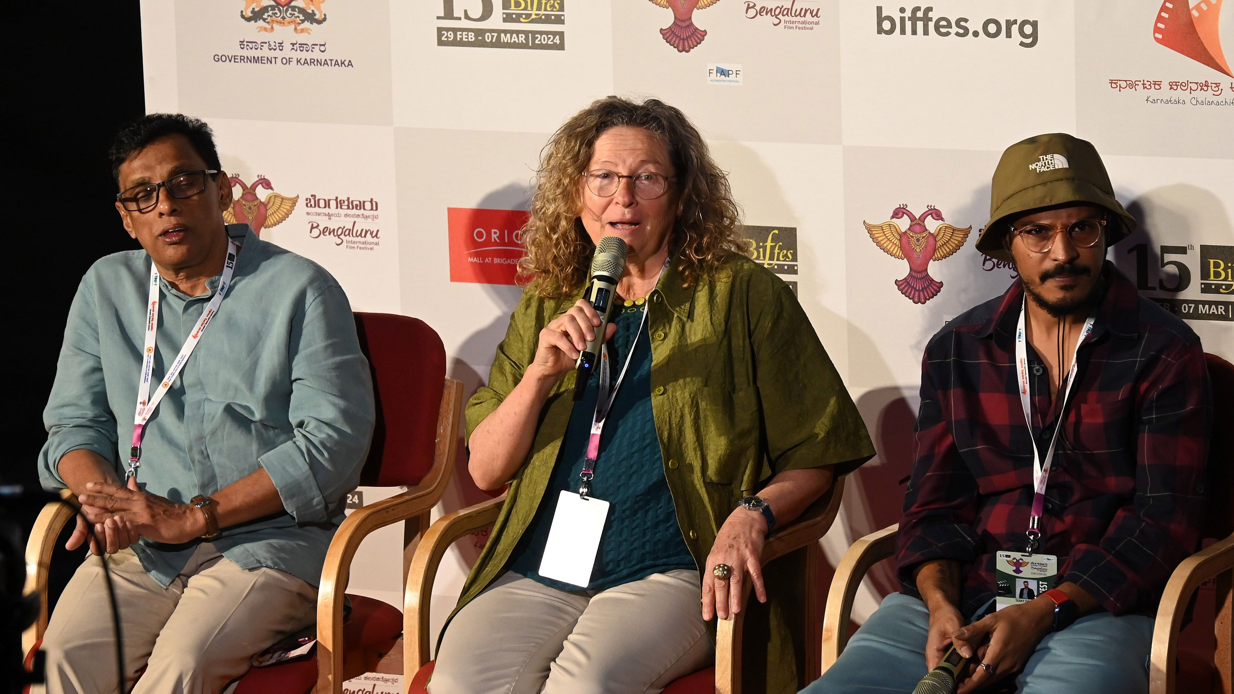 <div class="paragraphs"><p>(From left) Directors Prasanna Vithanage (Sri Lanka) Madeleine Blackwell (Australia) and Sujay Dahake (Maharashtra) speak about their films at the Bengaluru International Film Festival on Saturday. </p></div>