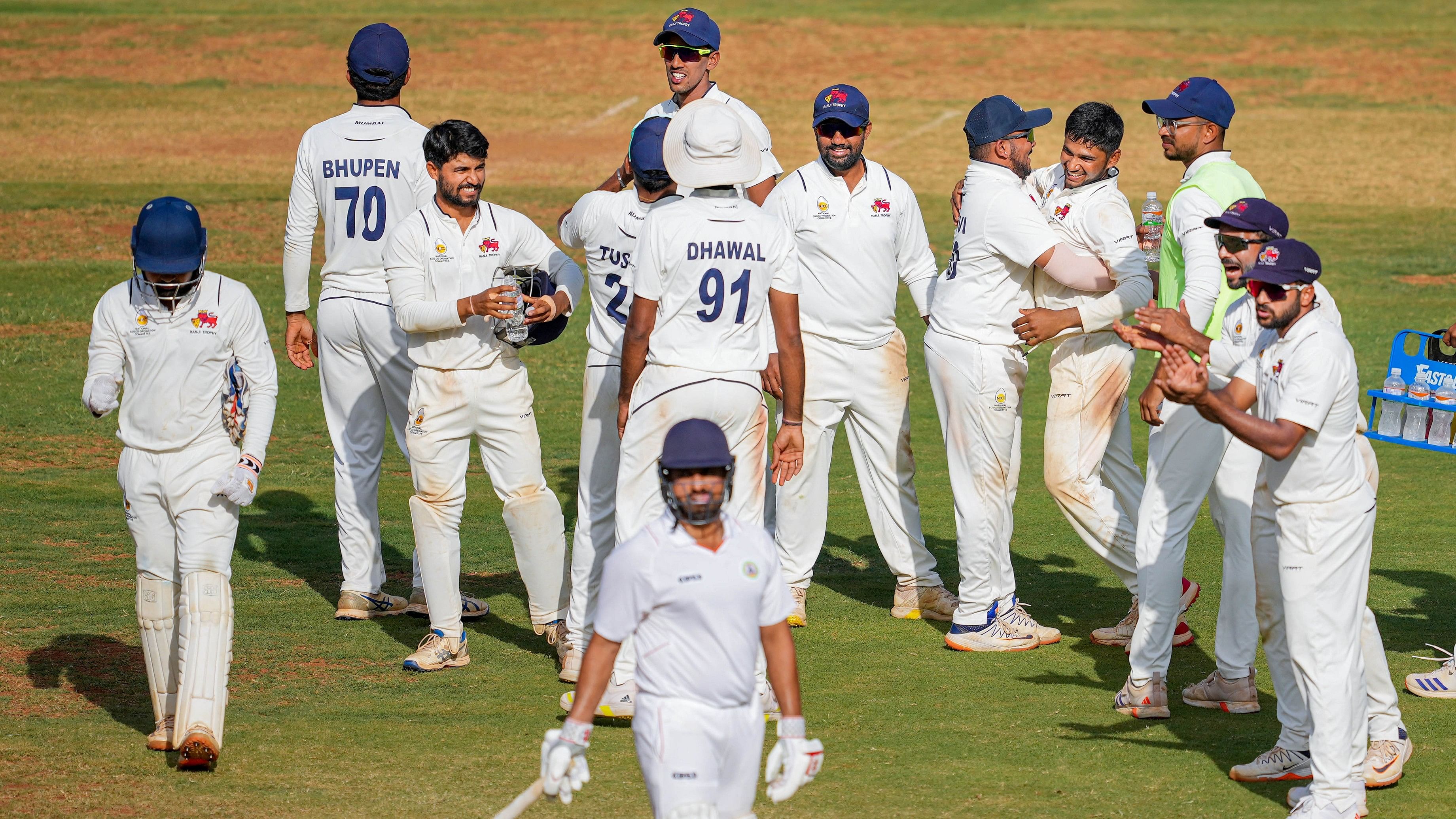 <div class="paragraphs"><p>Mumbai during the fourth day of the Ranji Trophy final  match between Mumbai and Vidarbha, at the Wankhede Stadium, in Mumbai, on Wednesday.</p></div>