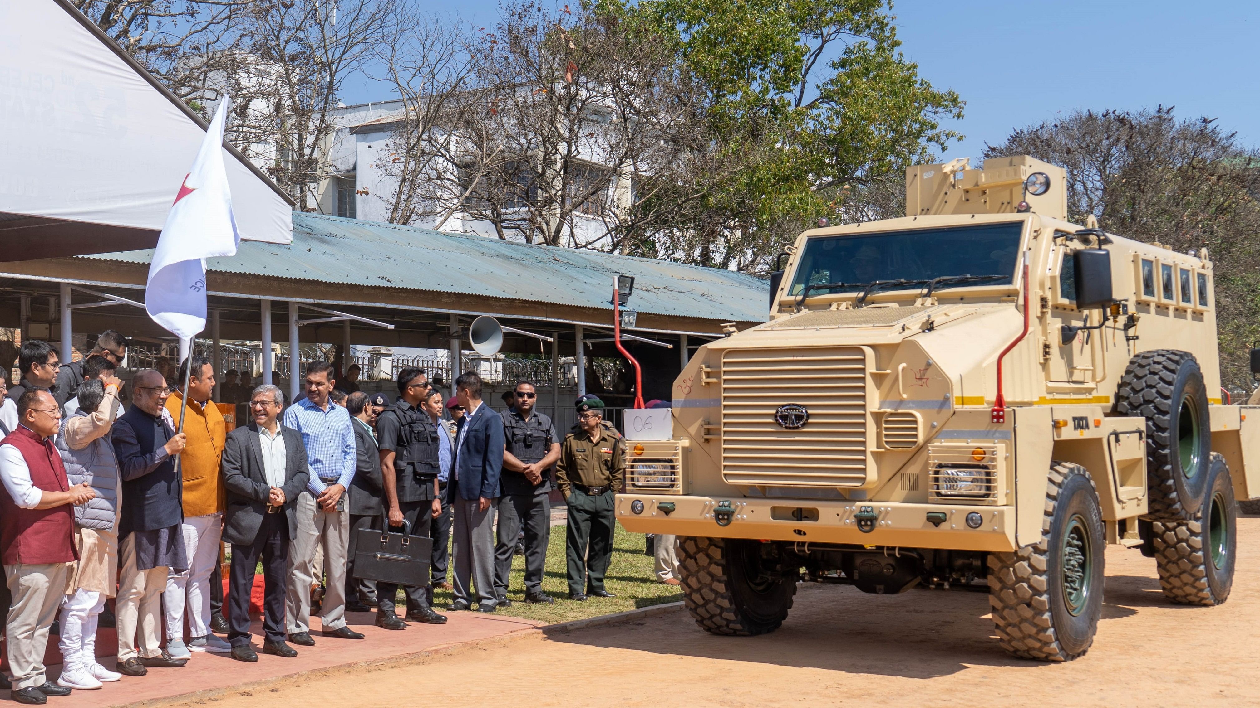 <div class="paragraphs"><p>Manipur CM N Biren Singh flagged off a mine-protected vehicle at Imphal on March 6. Seven such vehicles were inducted on Wednesday. </p></div>