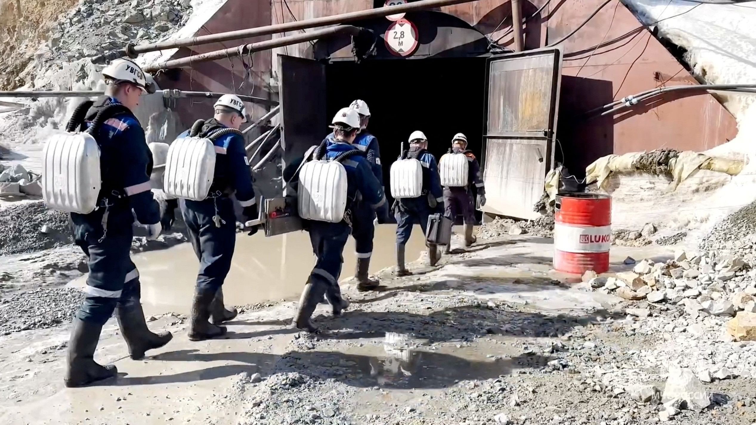 <div class="paragraphs"><p>Rescuers take part in a search operation in an attempt to save 13 miners, who were trapped in the Pioneer gold mine after a rock fall, in the Amur region, Russia.</p></div>